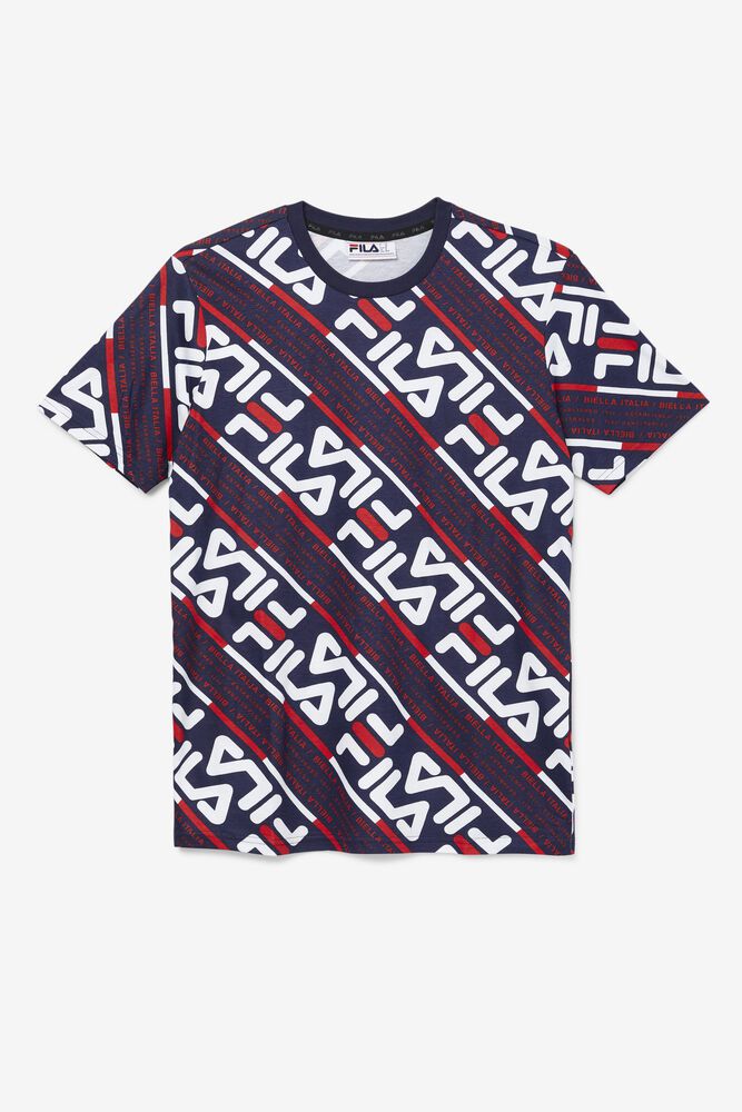 Fila T-Shirt Mens Navy/White/Red Calvin - Ireland 32186-GDJK